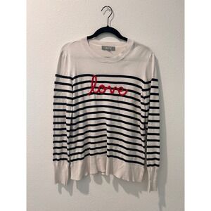 Marled Clothing Womens Striped Love Sweater Cream Size Medium